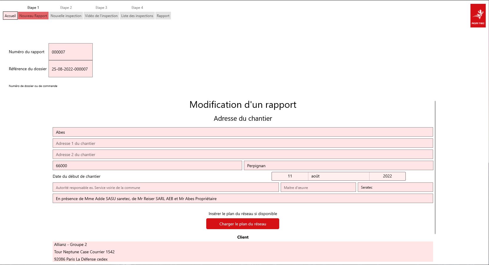 Étape 1 Tubilog — configuration et ouverture d'un nouveau projet d'inspection