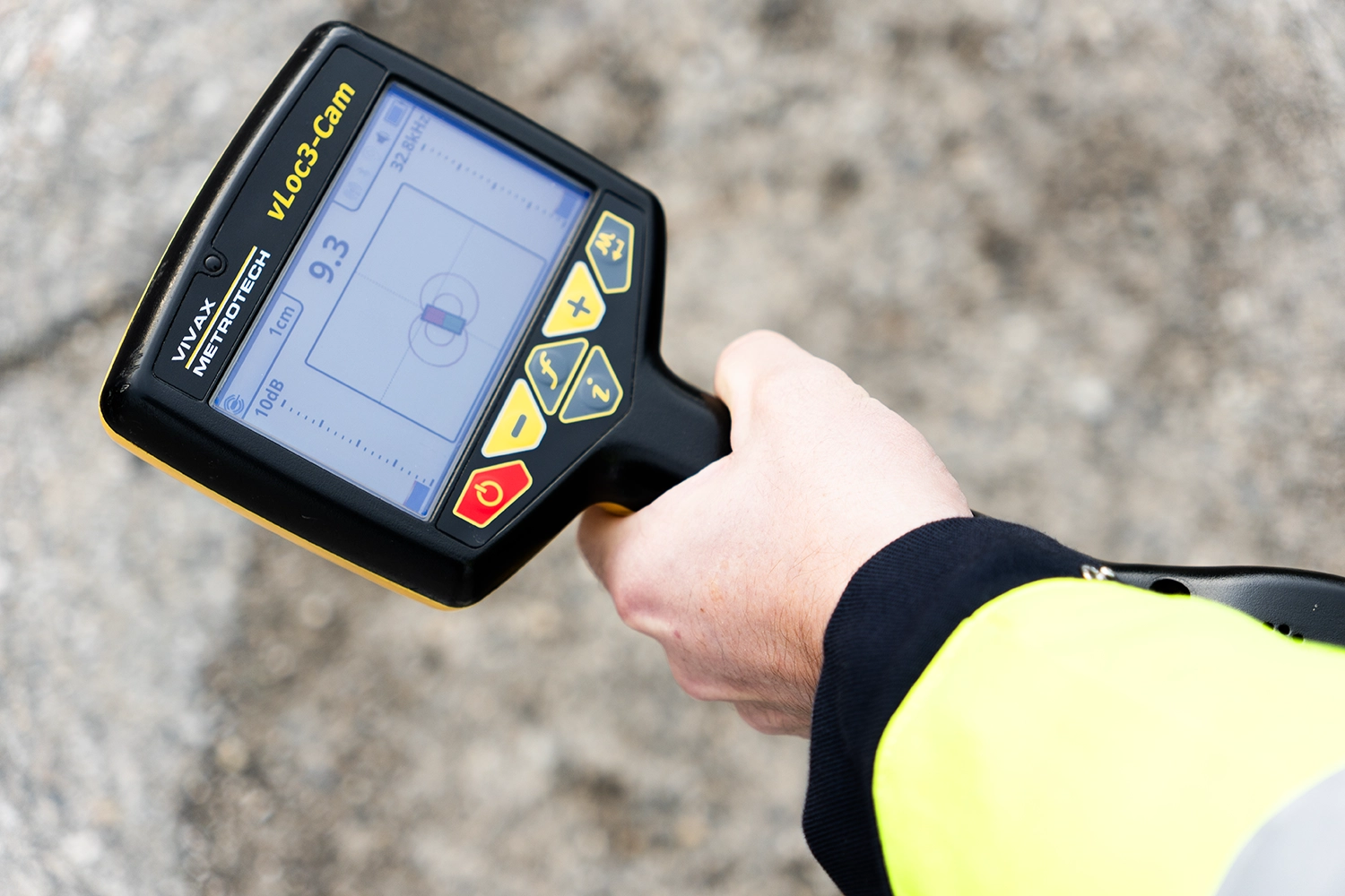 Écran du vLoc 3 Cam affichant profondeur et alignement de la sonde