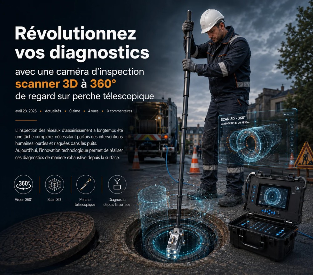 Révolutionnez vos diagnostics avec une caméra d'inspection scanner 3 d à 360 degrés de regard sur perche télescopique