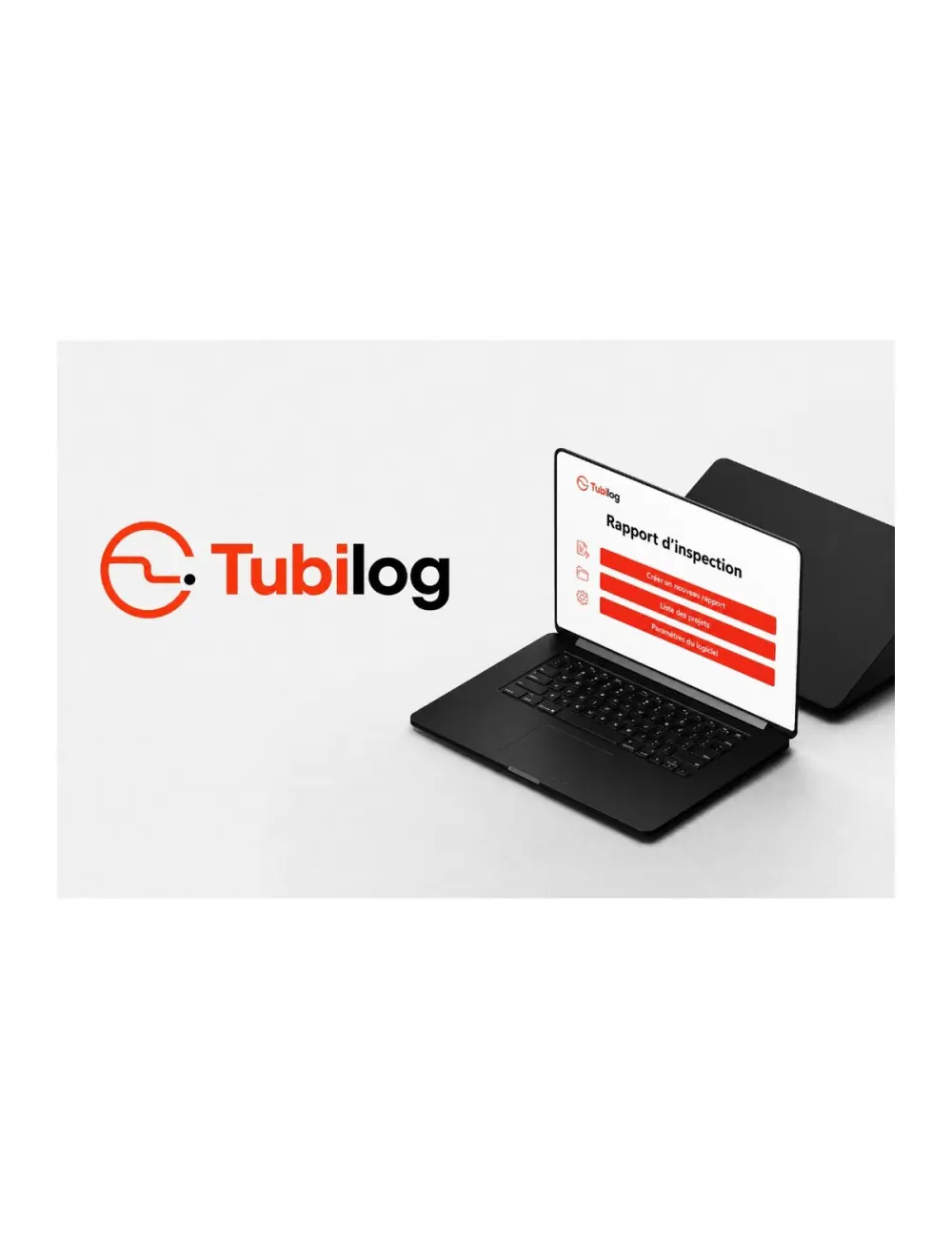 Écran du logiciel Tubilog d'AGM TEC affichant le menu Rapport d'inspection sur un ordinateur portable